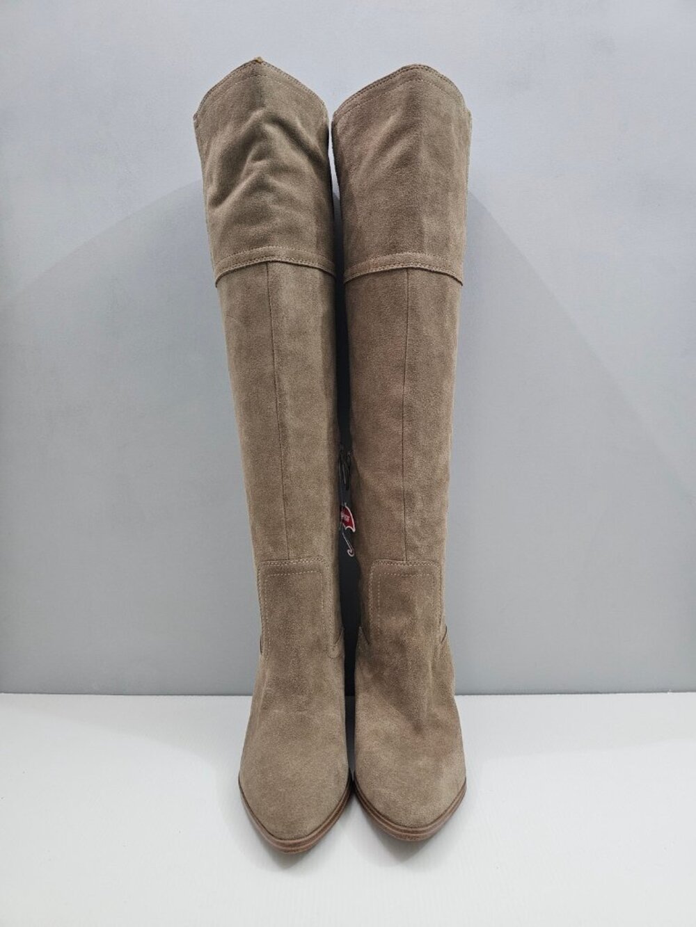 Blondo Windie Waterproof Over The Knee Boots Womens 9 Taupe Suede Block Heel - Picture 6 of 15